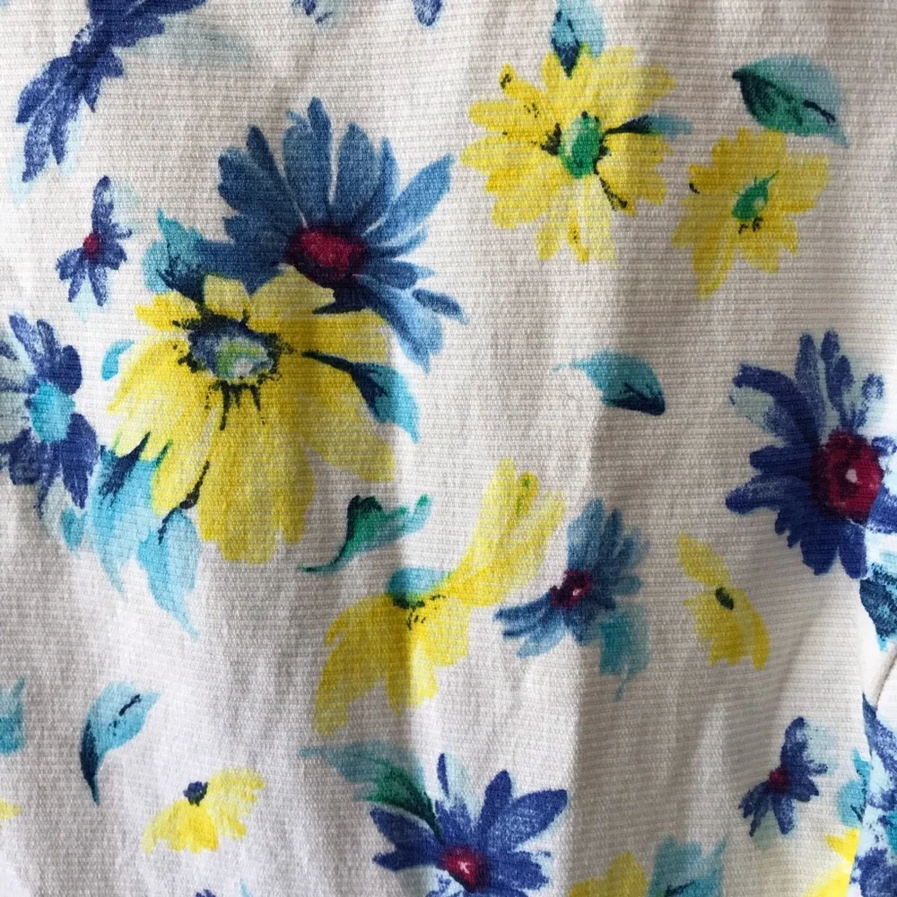 ZARA TRAFALUC White Blue Yellow Floral Cutout Dress S - Picture 7 of 15